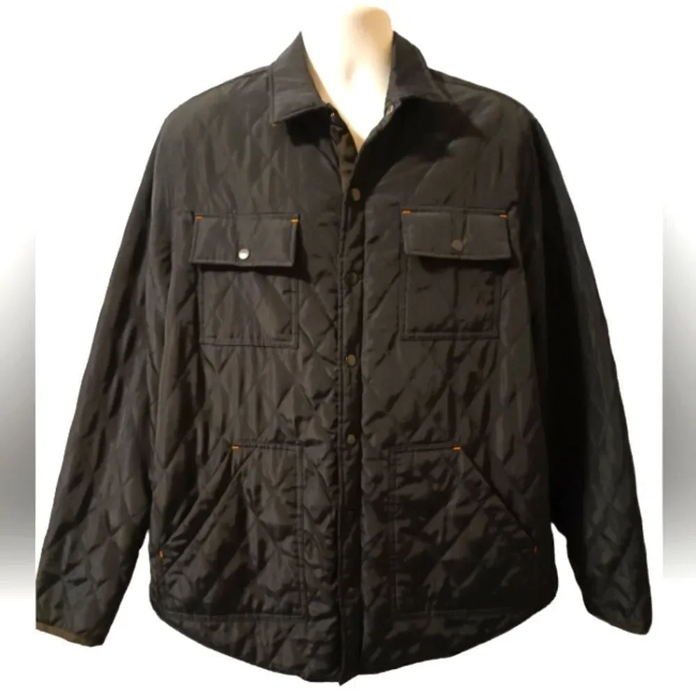 Rainforest lightweight diamond quilted black/orange shirt jacket size XL